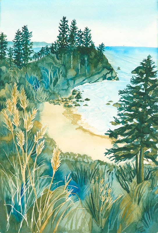Baker Beach, watercolor by Maureen McGarry