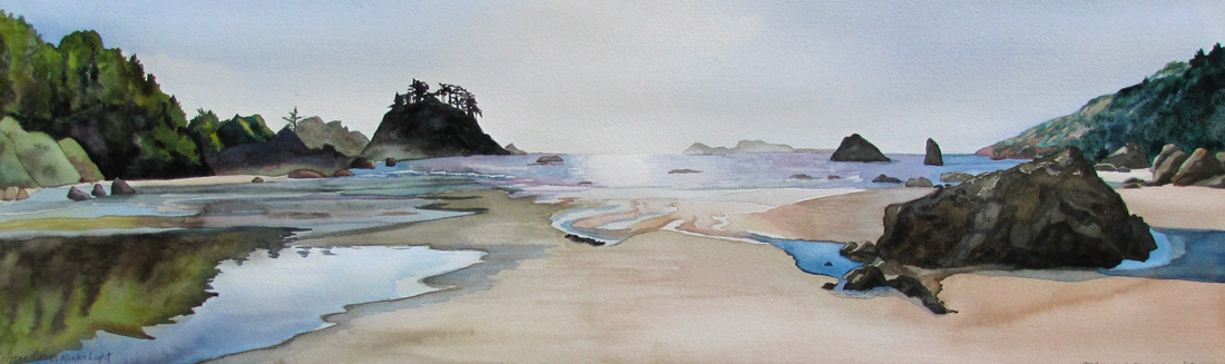 College Cove, Winter Light, watercolor by Maureen McGarry